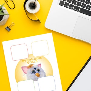 Digitaal afdrukbaar doelenorganigram met Furb Art en positieve levensbevestiging. Dit is een digitaal PDF-bestand om af te drukken.