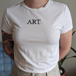 T-Shirt &#39;&#39;ART&#39;&#39; - Blanc - Taille Small - Coupe Unisexe - lino print