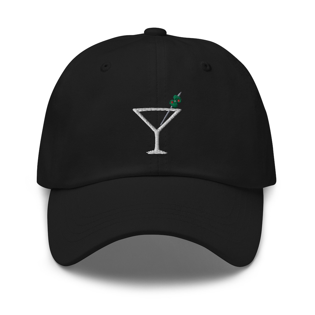 Martini Glass With Olives Hat Embroidered Baseball Cap Two Etsy