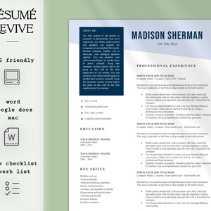 Modern Resume / CV Template, Cover Letter, References for Word and Google Docs | ATS Friendly