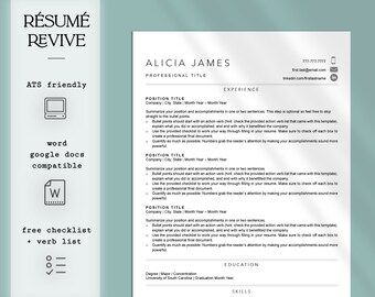 Modern Resume / CV Template, Cover Letter, References for Word and Google Docs | ATS Friendly