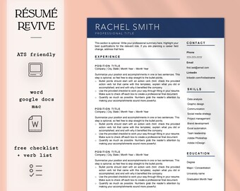 Clean Resume / CV Template, Cover Letter, References for Word and Google Docs | ATS Friendly