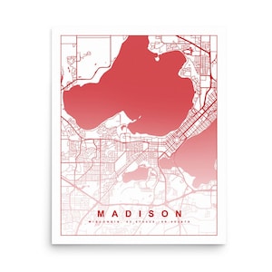 Madison Wisconsin Map Poster 8x10, 16x20 | Madison Map Art | University of Wisconsin Map of Campus | Trendy Wisconsin Grad Gift Wall Decor