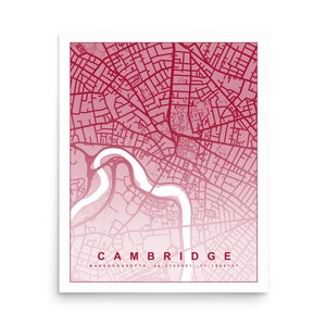 Cambridge Massachusetts Map Poster 8x10, 16x20 | Cambridge Map Art | Harvard On Map | Harvard University Map | Cambridge Trendy Decor