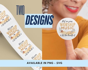 Diseño de calcomanía cristiana de música de adoración: versículo bíblico de fe (PNG, SVG)