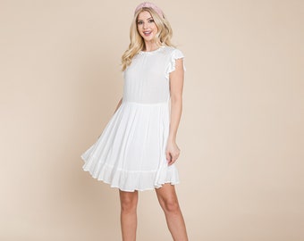 Ruffled Sleeveless Babydoll dress with pockets