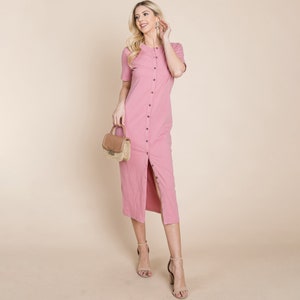 Everyday Button up Cotton Midi Shirt Dress
