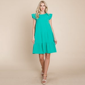 Plus Size Tiered Babydoll Ruffle Sleeve Dress