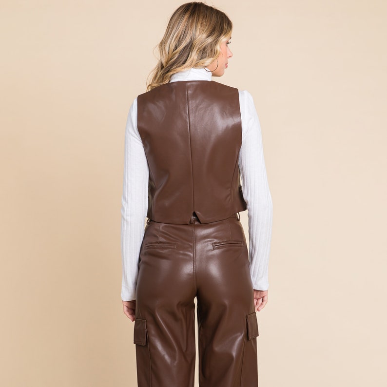 Tailored Faux PU Leather Vest image 3