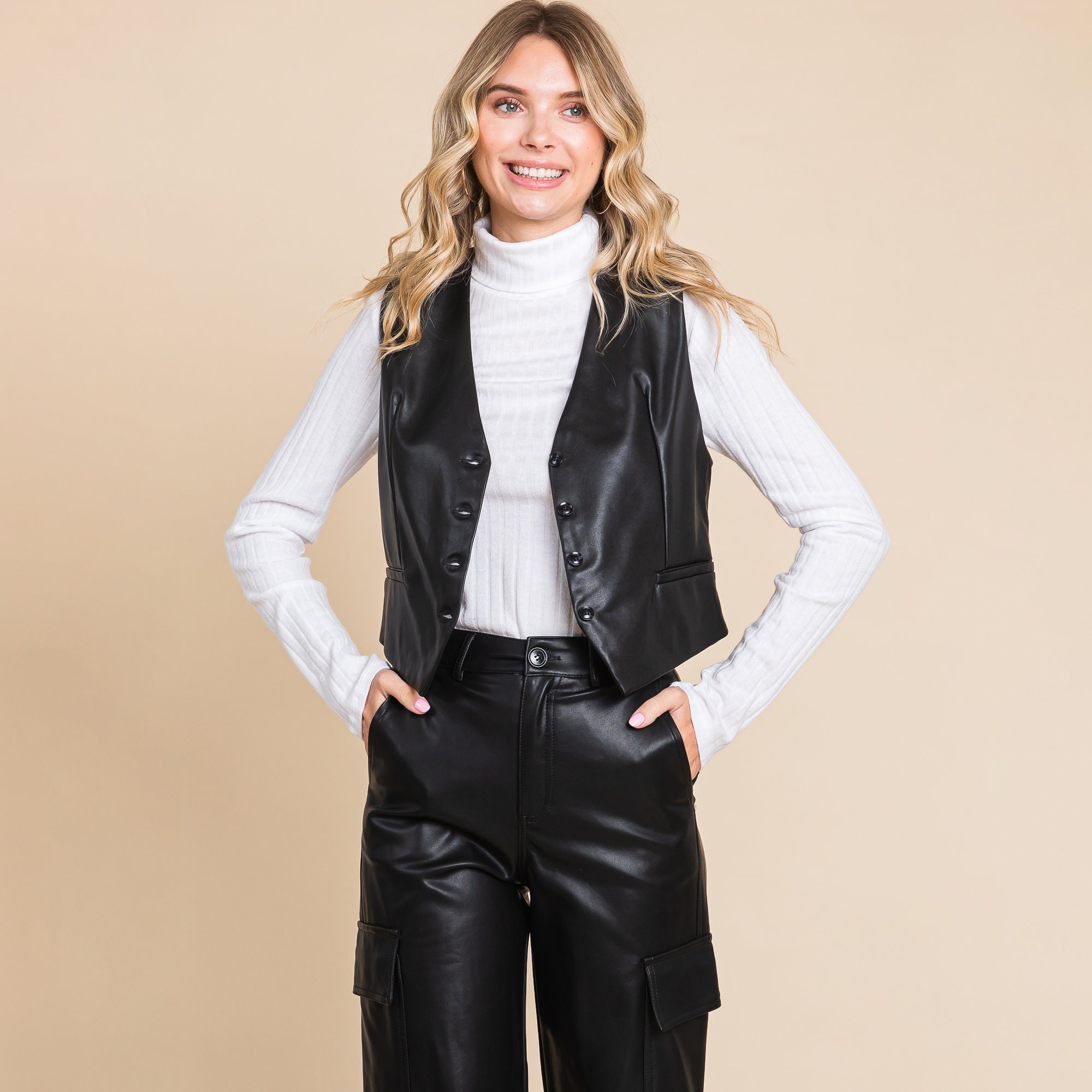 Toni faux leather vest main image 1