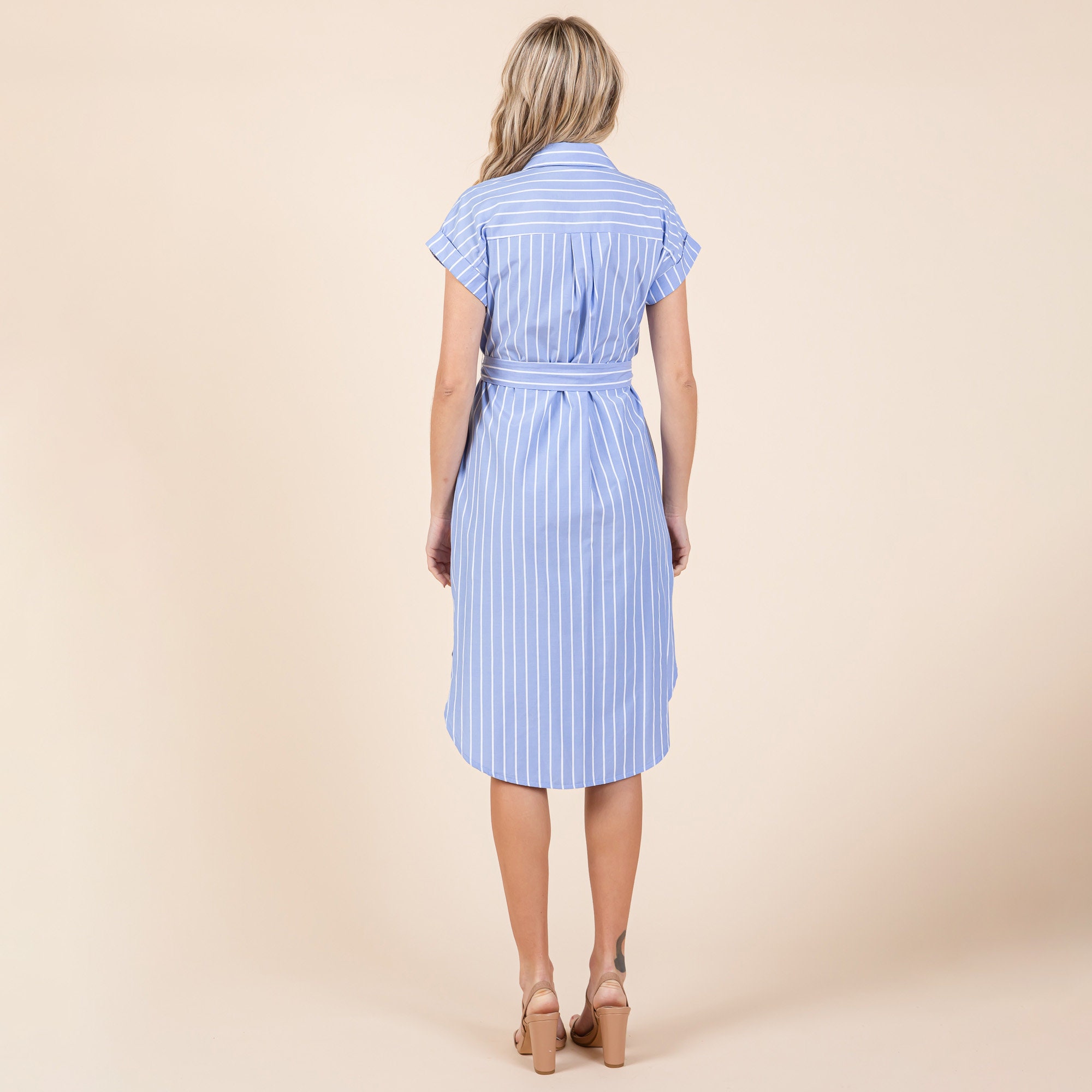 Tie-Waist Printed Button Up Dress