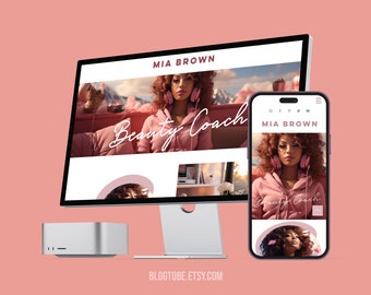 WIX Website Template, Beauty Blog Lifestyle Coach theme, Blogger, Influencer template, Boho Website design, Creative wix layout