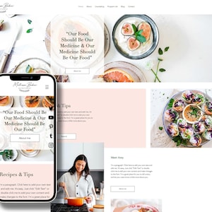 WIX blog template, Wix website for food blogger, nutritionist, social media coach, small business, Wix theme, Website design, Wix layout