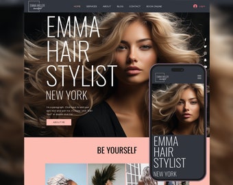 WIX Hairdresser Website Template, Beauty salon template, Premade website for Stylist, Barber Coach, Lash Maker, Barber, Coiffeur, Design