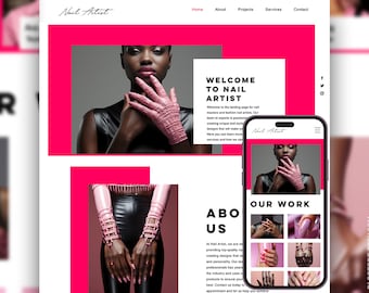 WIX Website Template, Nail Website Template, Lifestyle Coach theme, Influencer template, Pink Nail Master Website design,Creative Wix layout