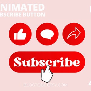 Like Subscribe Button Animation for Youtube video blog, Youtube subscribe button, Animated share button for Youtube channel