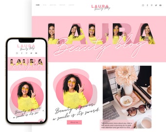 WIX Website Template, Coach Beauty Blog Lifestyle  theme, Blogger, Influencer template, Boho Website design, Creative wix layout