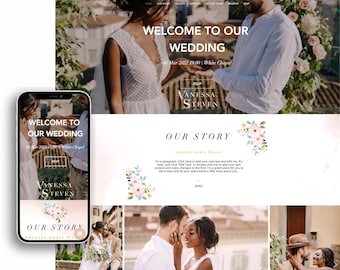 Wedding website design, WIX website template, Custom RSVP wedding event website, Wedding invitation website template, Creative wix layout