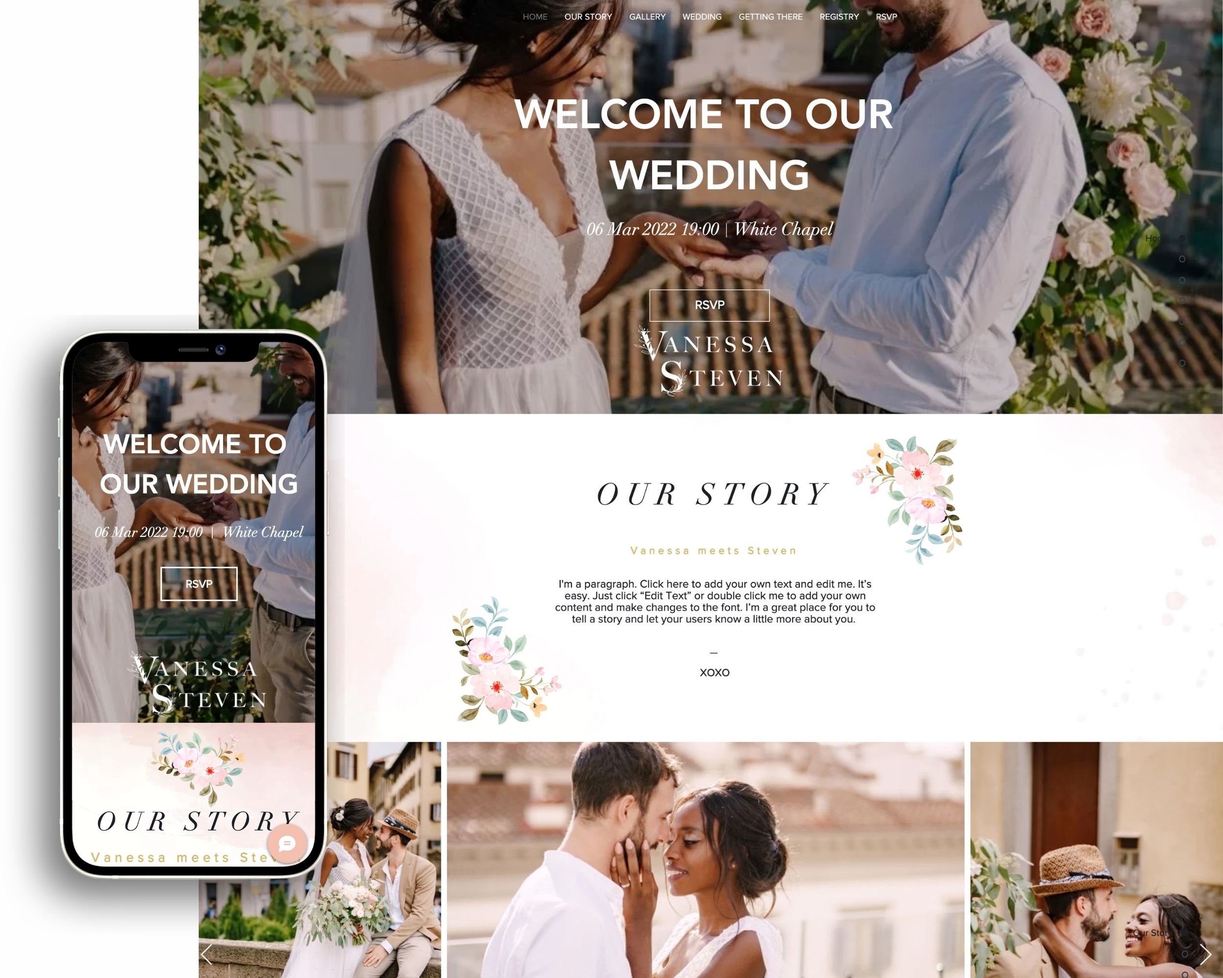 Wedding Website Design WIX Website Template Custom RSVP