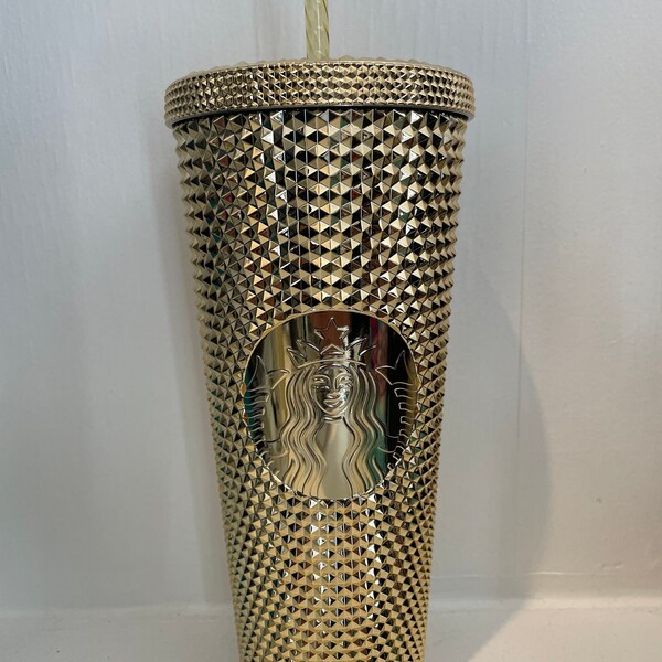 Starbucks Christmas 2022 Gold Bling Venti Studded Tumbler 24oz Cold Cup