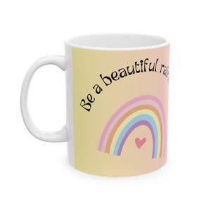 Colorful Inspirational Ceramic Mug, Cheerful Coffee Cup, Gift for Friends, Motivation Mug, Rainbow Coffee Mug, Cute Cloud Mug