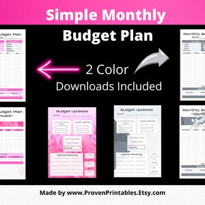Simple Monthly Budget Plan or Bi Weekly Budget Planner