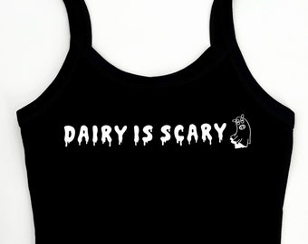 Dairy Is Scary Vegan Crop Top | Halloween Animal Rights Tank