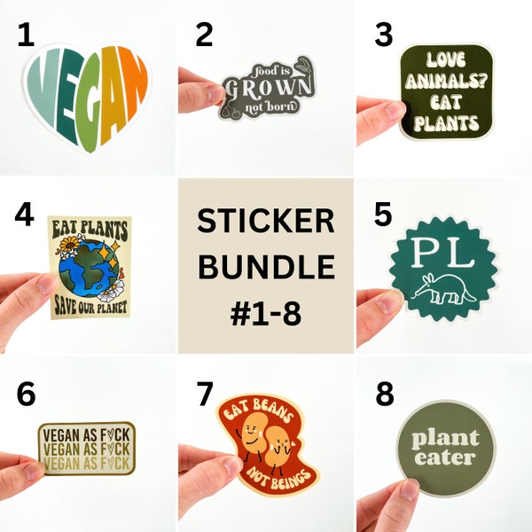 Vegan Sticker Bundle | Mix & Match Vegan Activism Stickers | Waterproof Animal Rights Decals