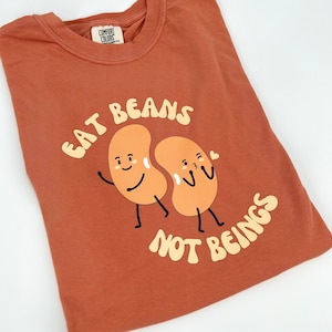 Eat Beans Not Beings Shirt | Brown Vegan T-shirt | Vegan Activism Tee | Animal Rights | Vegan Gift