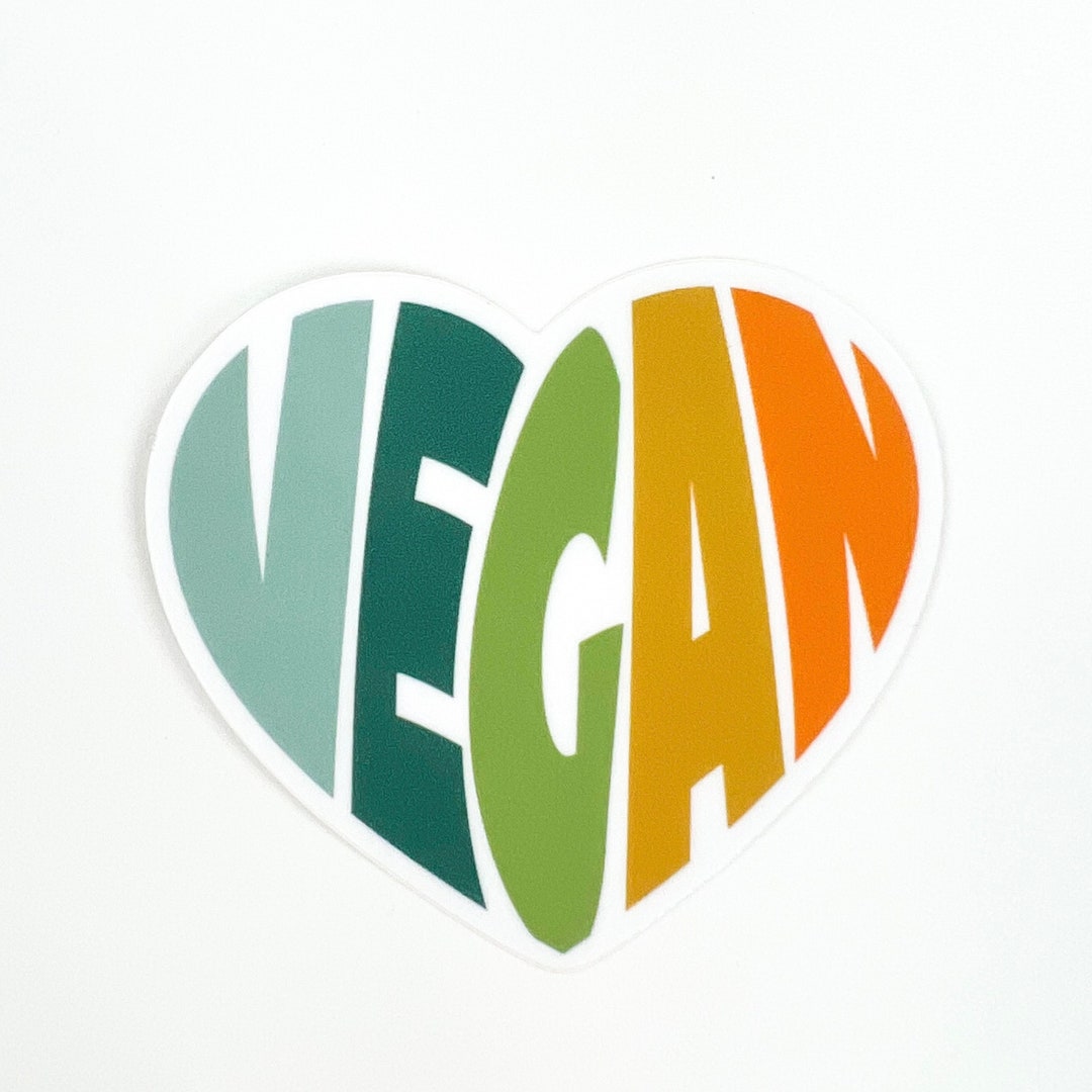 Vegan Heart Sticker Vegan Decal Vegan Gift Rainbow Vegan Etsy