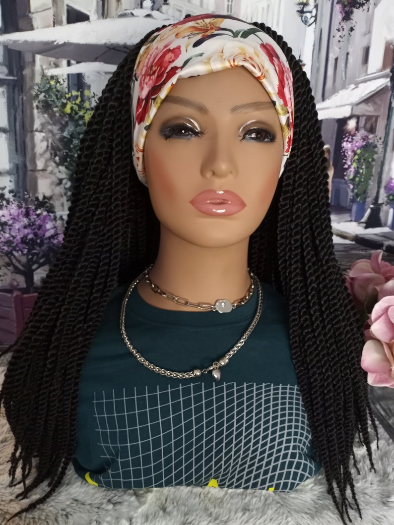 Headband Braided Wig Black Colour Kinky Twist Braid Headband Etsy