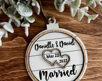 Our First Christmas Married Ornament / Custom Wedding Ornament / Personalized Wedding Christmas Ornament / Engagement Gift