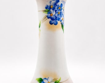 Vintage studio handgeschilderde Nippon bloemenknopvaas bloemenkikker – blauw vergeet-mij-nietje