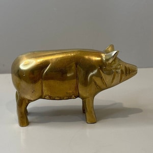 Brass Solid Brass Vintage Pig Figurine