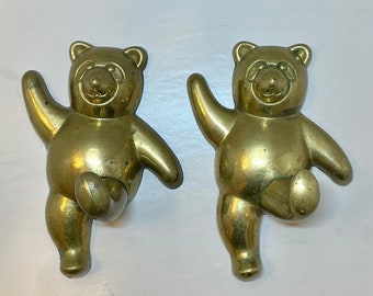 Teddy Bear/Panda Vintage Brass Wall Hooks/Clothing/Coats/Towels