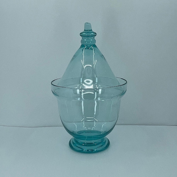 Türkis/Aquamarin Blau Glas Vintage Candy Dish mit Deckel