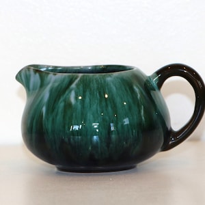 Vintage Blue Mountain Pottery Canadian Creamer - Drip Glaze, Rich Green and Black