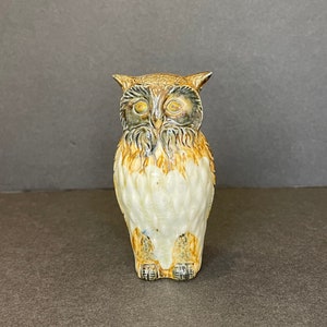 Vintage Hollow Owl Figurine with Crazing - Rustic Decor Accent