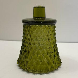 Vintage Green Glass Votive Holder - Diamond Point