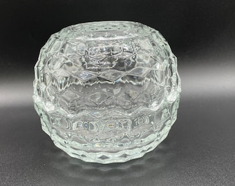 Vintage Clear Glass Fairy Lamp with Diamond Pattern