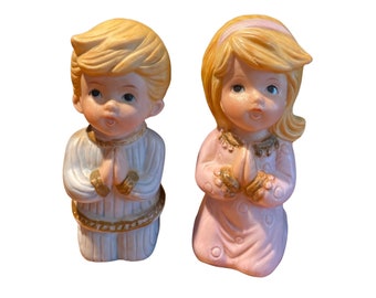 Figurines Homco 5211 garçon et fille en prière vintage - Fabriquées à Taïwan