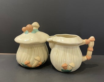 Rétro/Kitschy Champignon vintage Sucre et Crémier Set Studio Pottery