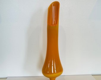 21&quot; LE Smith Bittersweet Orange Swung Glass Vase - Vintage