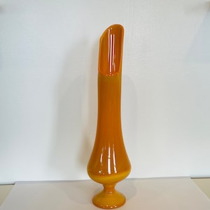 21&quot; LE Smith Bittersweet Orange Swung Glass Vase - Vintage