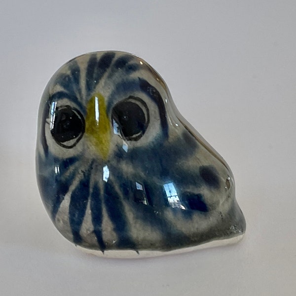 Miniature Vintage Mexican Folk Art Pottery Owl Figurine