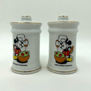 Saleiros e pimenteiros vintage Walt Disney Productions Mickey Mouse Chef - Fabricado no Japão