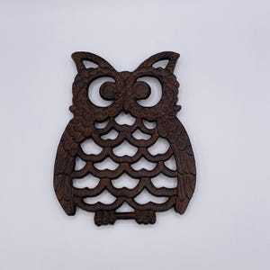 Vintage Cast Iron Owl Trivet - Rustic Kitchen Decor