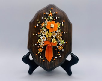 1977 Pol-o-craft Nail Flower Art Wall Hanging by Pauline A. Owens