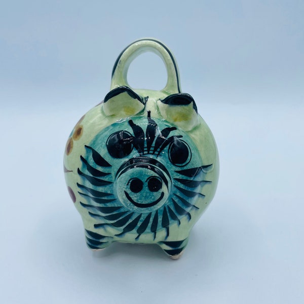 Vintage Tonalá Talavera Mexico Pottery Ceramic Piggy Coin Bank Mexican Folk Art