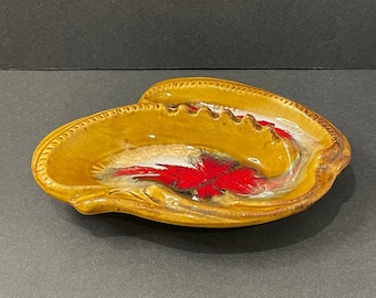 Vintage MCM Retro Paisley Leaf Ashtray made in the US